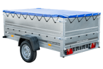 Rimorchio leggero 230x125 UNITRAILER GARDEN 230 KIPP con sponde BIS e telone blu