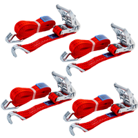 Set di quattro cinghie di trasporto UNITRAILER rosse da 4 m/35 mm/2 t con tenditore