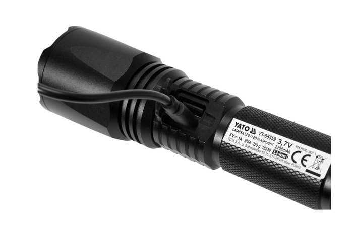 Torcia multifunzione a LED YATO YT-085609 da 900 lm, power bank, apribottiglie, martello di emergenza