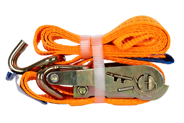 Set di quattro cinghie di trasporto UNITRAILER arancioni da 2 m/35 mm/2 t con tenditore