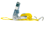 Set di quattro cinghie di trasporto UNITRAILER gialle da 3 m/25 mm/1 t con tenditore