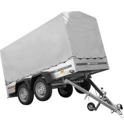 Rimorchio a due assi 264x125 UNITRAILER GARDEN 264/2 KIPP con telaio H-1100 e telone grigio