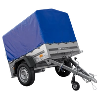 Rimorchio leggero 150x106 con telone blu e centina PTT 750 kg Garden Trailer 150 kipp