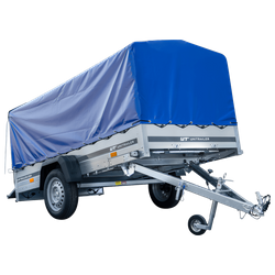 RIMORCHIO TRASPORTO COSE 750 KG UNITRAILER GARDEN TRAILER 264 KIPP CON RUOTINO CENTINA E TELO BLU