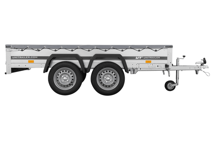 RIMORCHIO LEGGERO BIASSE CON RUOTINO D'APPOGGIO CENTINA H0 E TELONE GRIGIO GARDEN TRAILER 264/2 KIPP