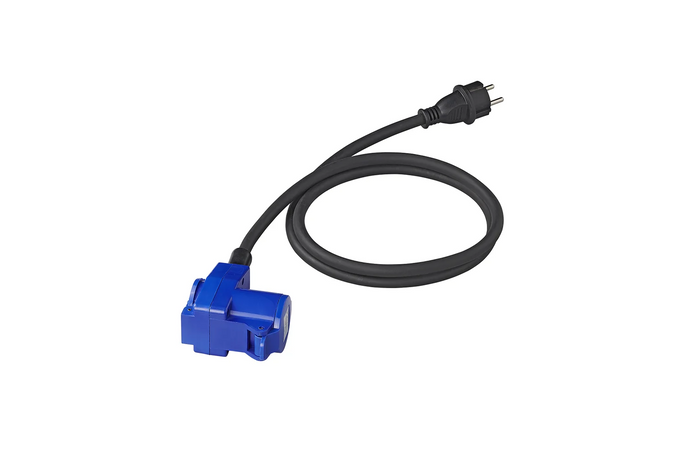 Adapter kempingowy kablowy 150 cm 3x2,5mm2 z wtyczki Schuko do złącza kątowego CEE + gniazda Schuko