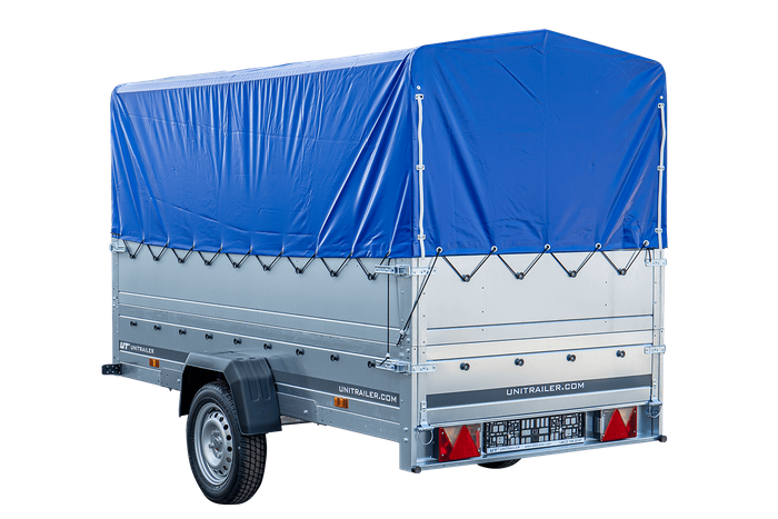 RIMORCHIO DA GIARDINO 264 KIPP CON RUOTA DI APPOGGIO, FIANCHI BIS, TELAIO H-800 E COPERTURA BLU