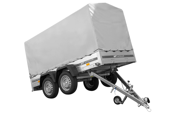 Rimorchio a due assi 264x125 UNITRAILER GARDEN 264/2 KIPP con telaio H-1100 e telone grigio