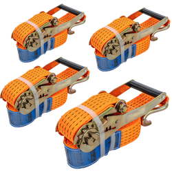Set di quattro cinghie di trasporto UNITRAILER arancioni da 4 m/50 mm/5 t con tenditore