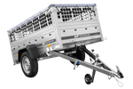 Rimorchio monoasse 200x106 UNITRAILER GARDEN 200 KIPP con sponde in rete e telone grigio