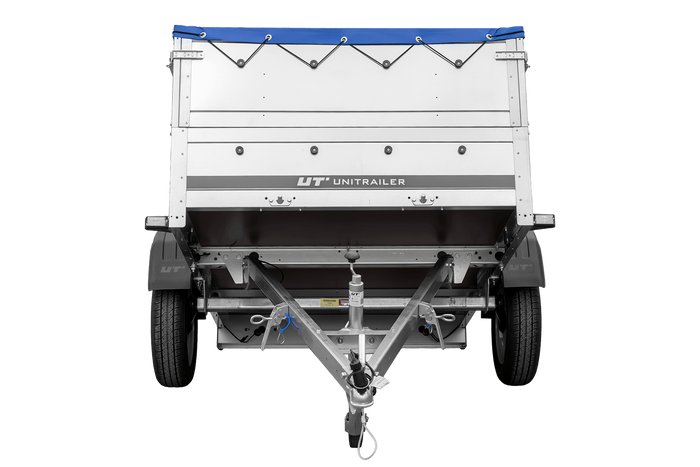 Rimorchio per auto 200x125 UNITRAILER GARDEN 201 KIPP con sponde BIS e telone blu