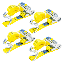 Set di quattro cinghie di trasporto UNITRAILER gialle da 4 m/35 mm/2 t con tenditore