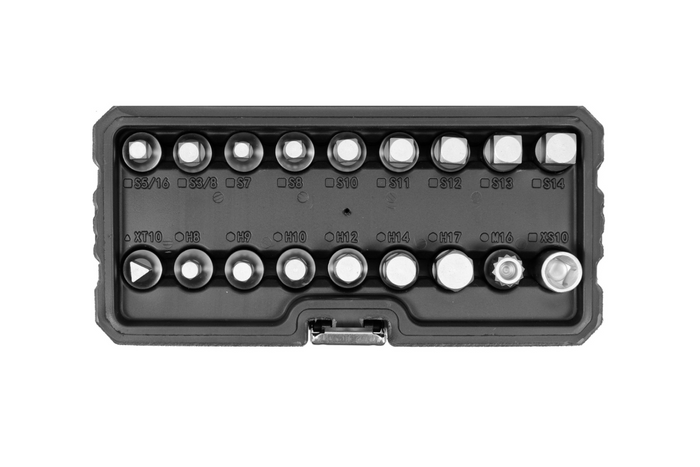 YATO YT-05991 set di chiavi per tappi olio 18 bussole