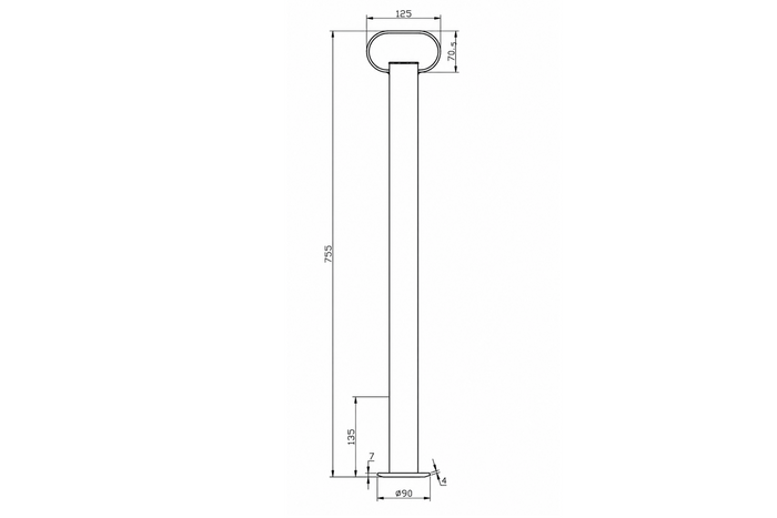 Supporto fisso UNITRAILER per rimorchio pianale da 150 kg, 48 mm, 685 mm
