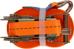 Set di quattro cinghie di trasporto UNITRAILER arancioni da 10 m/25 mm/1 t con tenditore