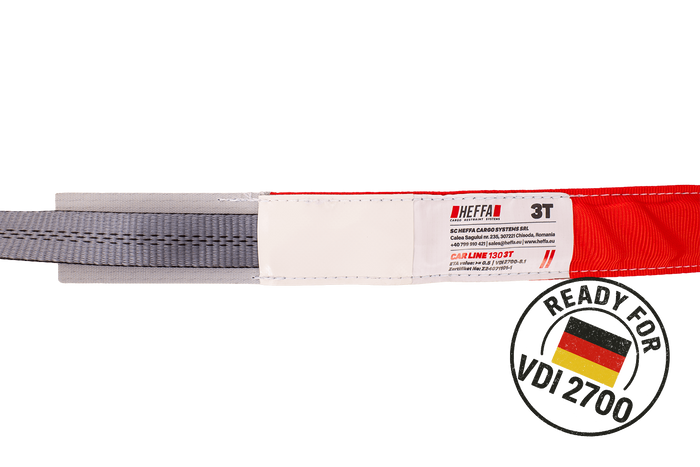 Set di quattro cinghie di trasporto per rimorchi HEFFA CARLINE 130, cinghie di fissaggio ruote 2,8 m/35 mm/3 t VDI 2700