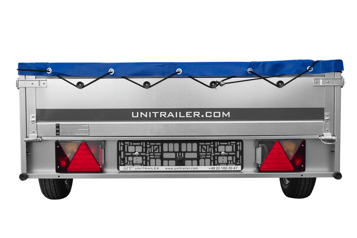 Rimorchio leggero 264x125 UNITRAILER GARDEN 264 KIPP con telaio H-0 e copertura blu
