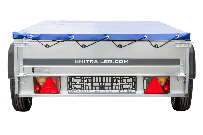 RIMORCHIO LEGGERO 750 kg CON RUOTINO CENTINA H-0 E TELO BLU UNITRAILER GARDEN TRAILER 230 KIPP