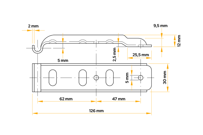 Supporto per gancio di traino laterale UNITRAILER Z-02/BVG 10-B per gancio di traino laterale del rimorchio