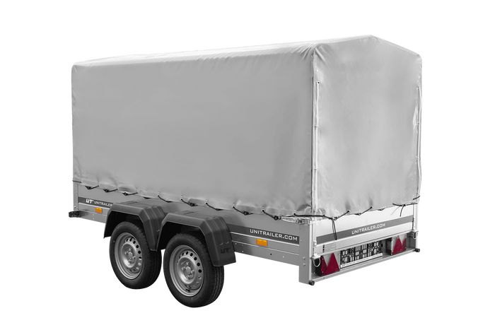 Rimorchio a due assi 264x125 UNITRAILER GARDEN 264/2 KIPP con telaio H-1100 e telone grigio