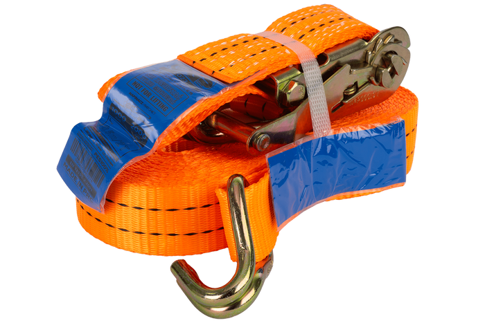 Set di quattro cinghie di trasporto UNITRAILER arancioni da 10 m/35 mm/2 t con tenditore