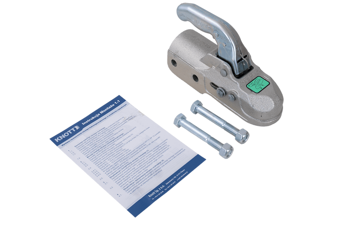 Gancio a sfera KNOTT K35-C per rimorchio da 3500 kg con timone tubolare da 60 mm, in ghisa