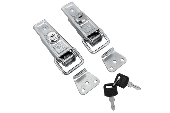 Set di ganci laterali con elementi di fissaggio WINTERHOFF BVS 60-1 + BVSG 60-A, serratura laterale del rimorchio completa con chiave