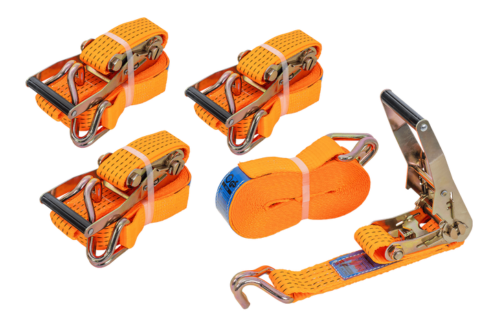 Set di quattro cinghie di trasporto UNITRAILER arancioni da 8 m/50 mm/5 t con tenditore