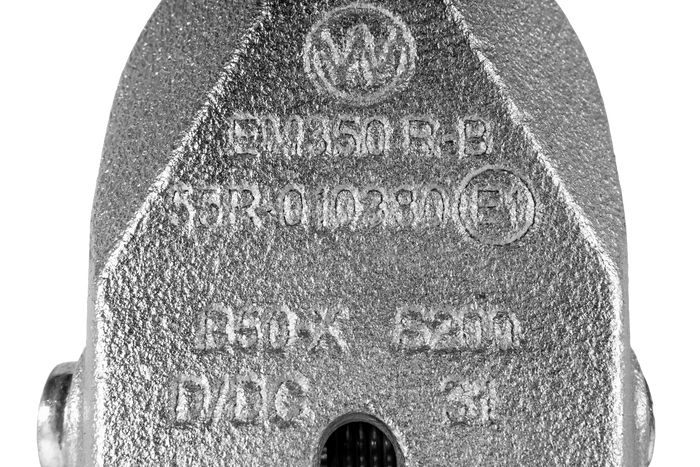 Gancio di traino WINTERHOFF WW 350-RB-K1414 per rimorchio da 3500 kg con timone in tubo da 50 mm, in ghisa.