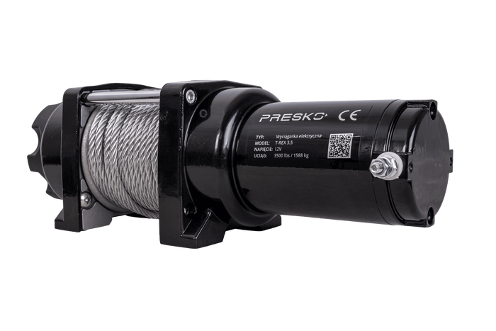 Verricello elettrico per rimorchio PRESKO T-REX 3.5 12V 1590kg con cavo in acciaio da 12 m