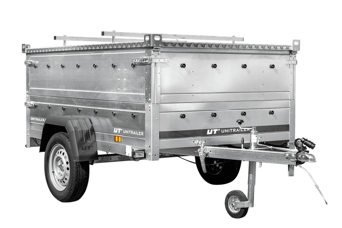 Rimorchio leggero 200x125 UNITRAILER GARDEN 201 KIPP con sponde BIS e copertura in alluminio