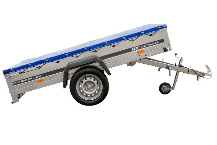 RIMORCHIO LEGGERO GARDEN TRAILER 230 KIPP CON RUOTINO DI SUPPORTO E TELO PIATTO BLU