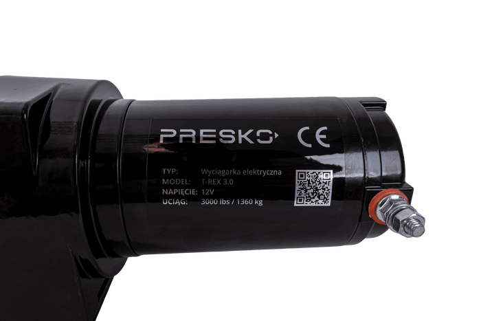Verricello elettrico per rimorchio PRESKO T-REX 3.0 12V 1360kg con cavo in acciaio da 11m
