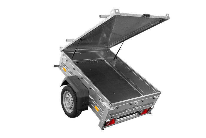 Rimorchio monoasse 150x106 UNITRAILER GARDEN 150 KIPP con copertura in alluminio