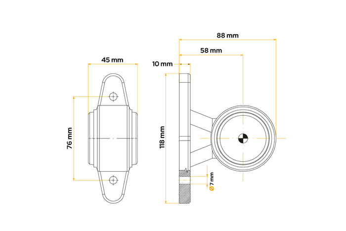 Lampada di segnalazione a LED FRISTOM FT-009A, universale, su braccio in gomma