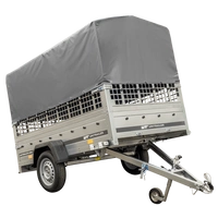 Ribaltabile 1 asse 230 x 125 Garden Trailer 230 KIPP con sovrasponde in rete e centina H-800 con telo grigio