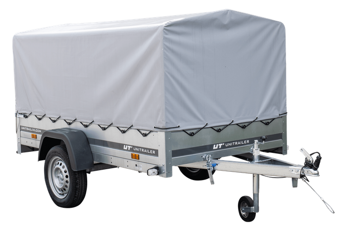 Rimorchio monoasse 230x125 UNITRAILER GARDEN 230 KIPP con telaio H-800 e copertura grigia