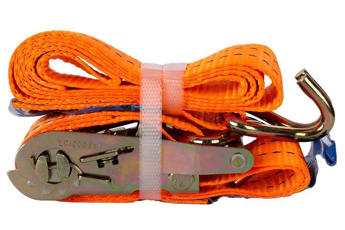 Set di quattro cinghie di trasporto UNITRAILER arancioni da 2 m/35 mm/2 t con tenditore