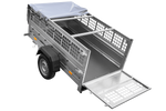 Rimorchio monoasse 200x106 UNITRAILER GARDEN 200 KIPP con sponde in rete, telaio H-0 e copertura grigia