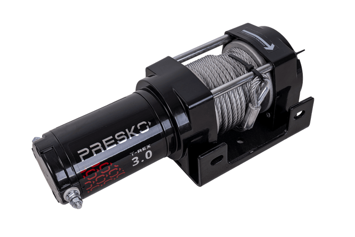 Verricello elettrico per rimorchio PRESKO T-REX 3.0 12V 1360kg con cavo in acciaio da 11m