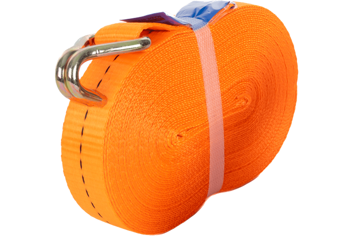 Set di quattro cinghie di trasporto UNITRAILER arancioni da 12 m/25 mm/1 t con tenditore