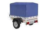 Rimorchio leggero 150x106 con telone blu e centina PTT 750 kg Garden Trailer 150 kipp
