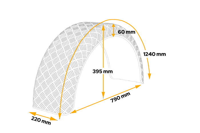 Parafango rimorchio 15-16" DOMAR D29130 passaruota 790/220mm