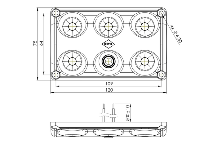 Lampada interna per auto a LED HORPOL LWD2157/CZ da 900 lm, nera, con interruttore e diodo rosso.