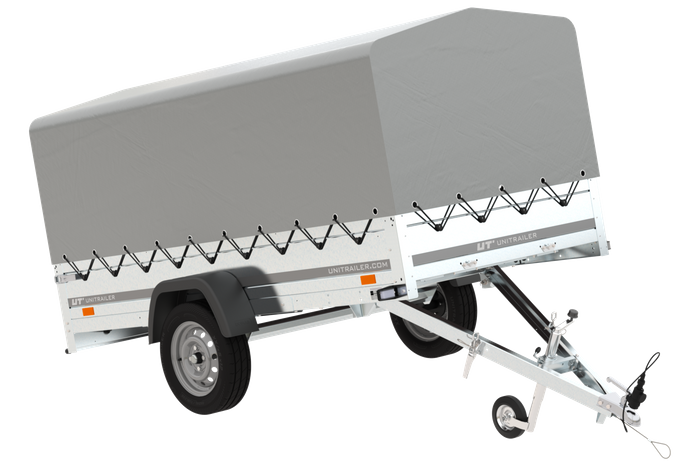 RIMORCHIO CARRELLO LEGGERO 750 KG + RUOTINO + CENTINA CON TELO GRIGIO UNITRAILER GARDEN TRAILER 264 KIPP