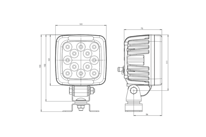 Faro da lavoro a LED con riflettore WAŚ W144/70 1206 12xLED 4000lm