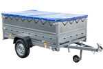 RIMORCHIO DA GIARDINO 230 KIPP CON RUOTA DI SUPPORTO, FIANCHI BIS E Telone PIATTA BLU