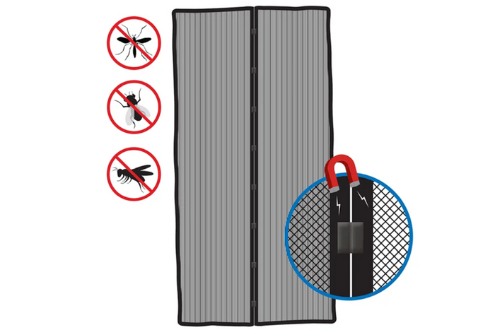 Zanzariera magnetica per porte ProPlus con rete protettiva (2x) 210x50cm