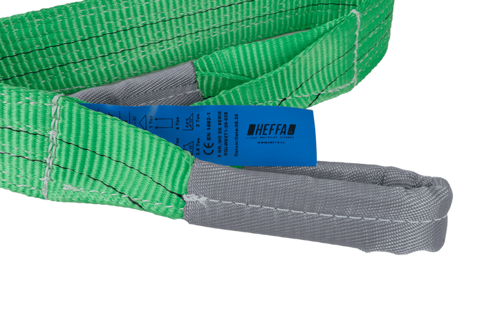 Cinghia di sollevamento HEFFA da 1 m/60 mm/2 t con anelli