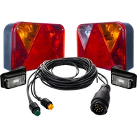 Set luci: luci posteriori DOBPLAST + luci laterali a LED DOBPLAST + cablaggio MANTES 5,5m 13 PIN